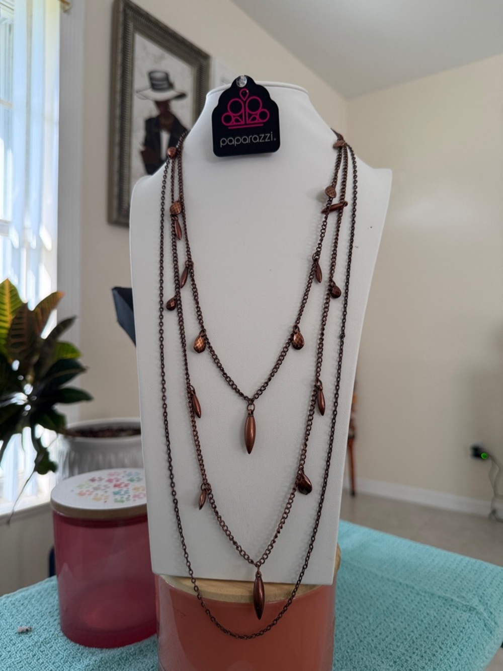 paparazzi Copper-Tone Layered Teardrop & Spike Necklace